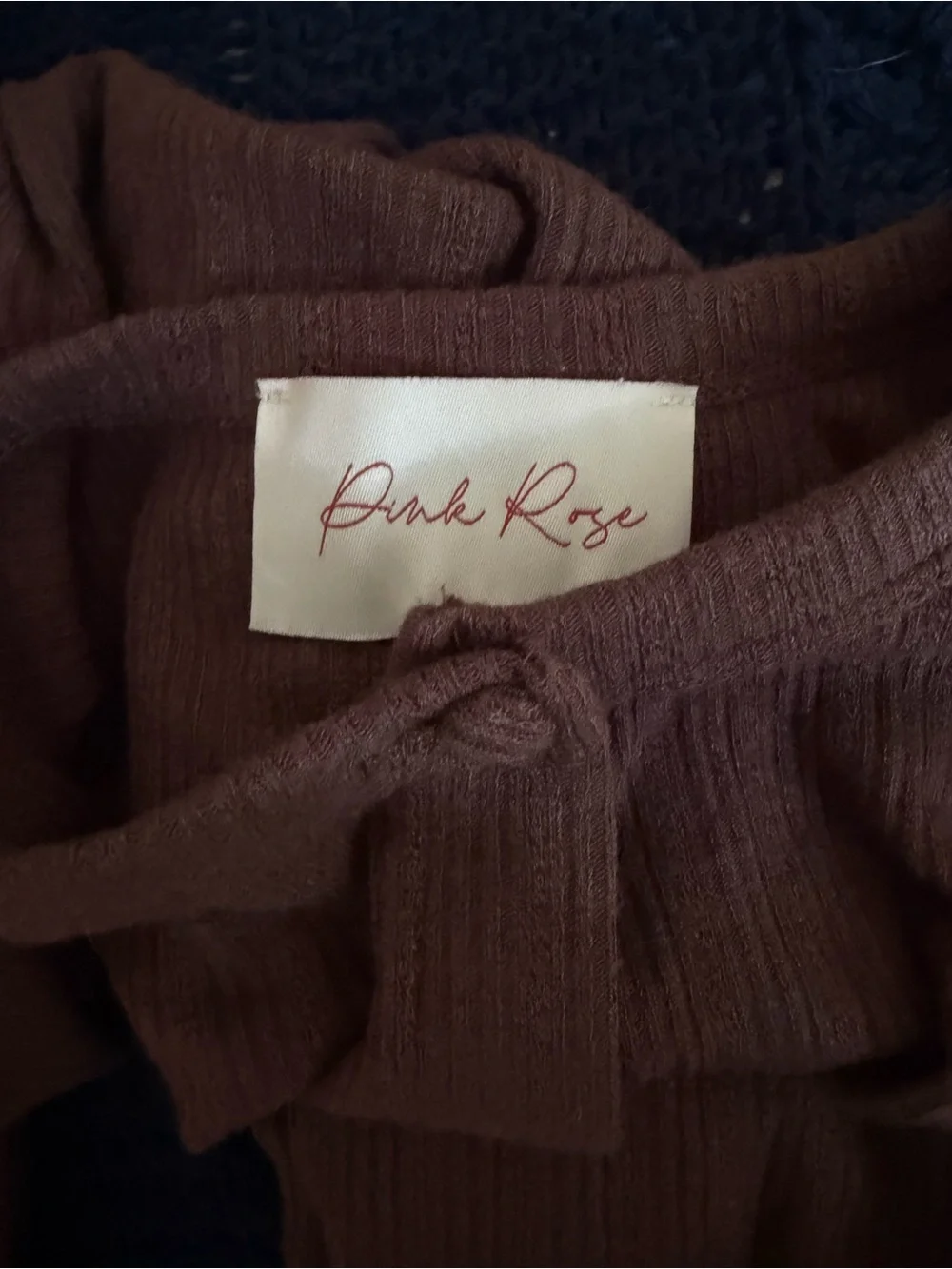Pink Rose Brown Ribbed Button-Up Cardigan